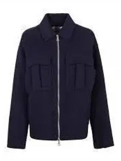 Pisano Pisano Oversized Wool Zip-Up Jacket Navy - MAX MARA - BALAAN 2