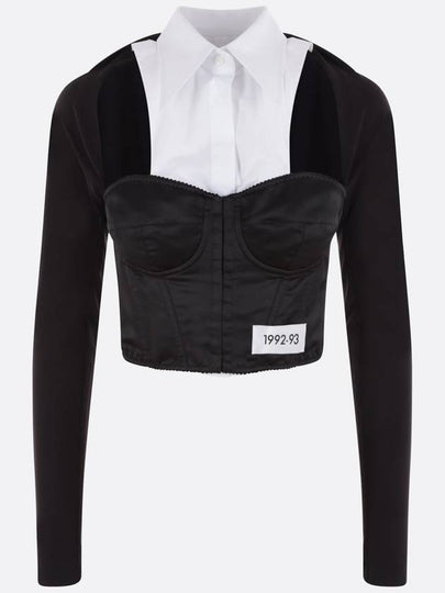 Jersey Satin Poplin Corset Blouse Black - DOLCE&GABBANA - BALAAN 2