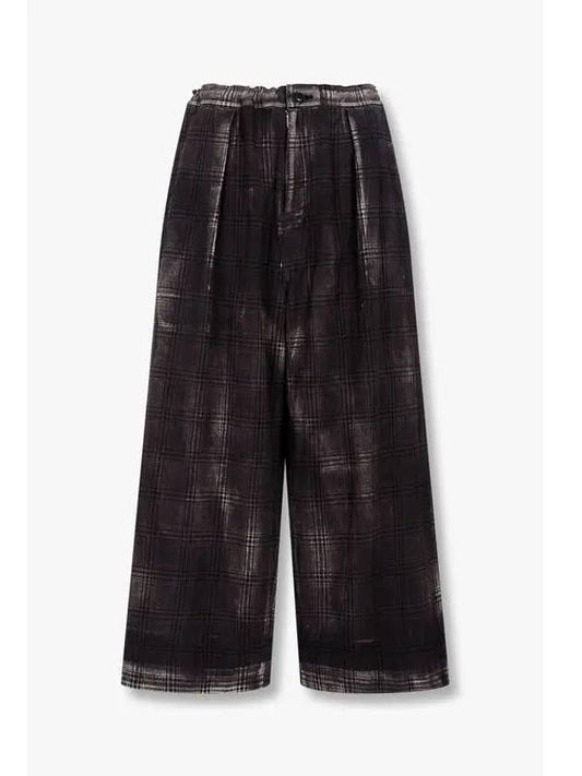 Yohji Yamamoto Y s Vintage Check Linen Cotton Pants Black - YOHJI YAMAMOTO - BALAAN 1