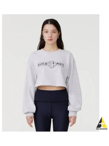 Match Point Crop Sweatshirt Women s Melange Gray - REEBOK - BALAAN 1