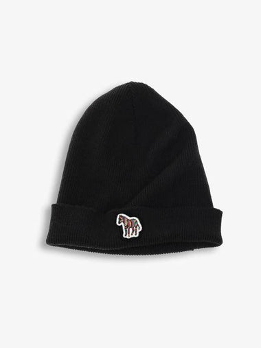 Zebra Patch Logo Wool Beanie Black - PAUL SMITH - BALAAN 1