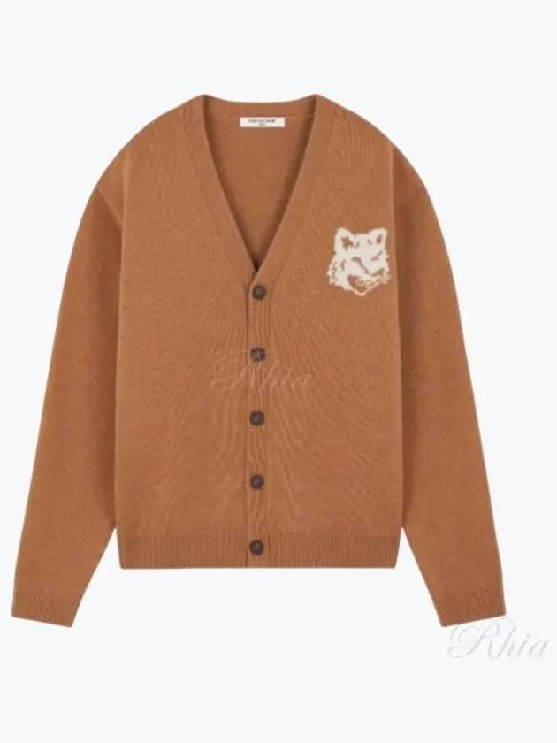 Fox Head Intarsia Comfort Cardigan Brown - MAISON KITSUNE - BALAAN 2