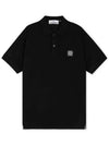 Logo Patch Short Sleeve Polo Shirt Black - STONE ISLAND - BALAAN 2