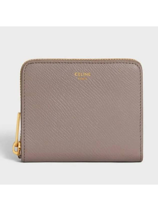 Small Zip Essential Grained Calfskin Card Wallet Peeble - CELINE - BALAAN 2