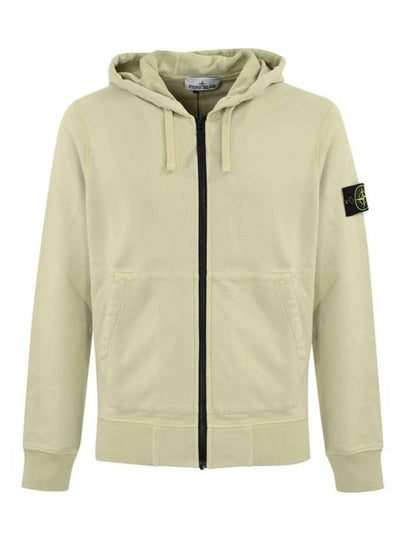 Cotton Fleece Garment Dyed Zip Up Hoodie Cream - STONE ISLAND - BALAAN 2