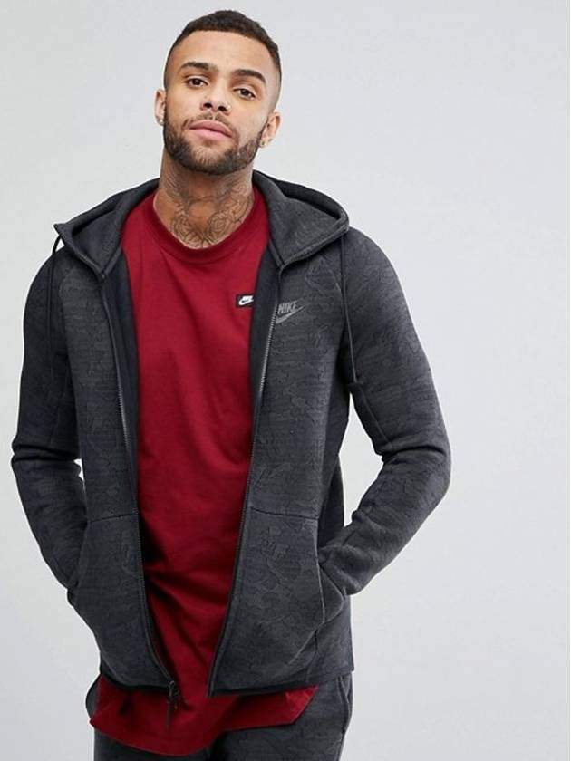 01863814038Tech Fleece Jacquard Hooded Zip JacketBlack - NIKE - BALAAN 8