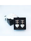 Women's CC Logo Heart Pearl Gold Earrings Pearly White - CHANEL - BALAAN 2