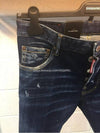 Men's Embroidered Damaged Washed City Biker Jeans - DSQUARED2 - BALAAN.