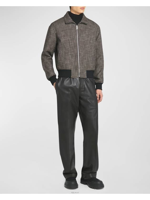 Pied De Poule Blouson Zip Up Jacket Black Charcoal - BOTTEGA VENETA - BALAAN 6