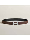 H buckle reversible double sided 32mm black chocolate silver matte 90s men s leather belt H064544CB86 - HERMES - BALAAN 2