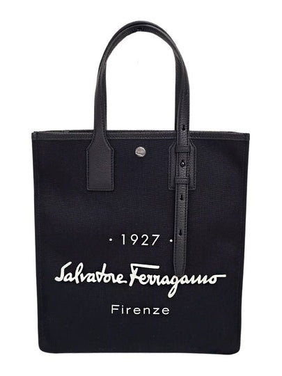 1927 Signature Canvas Tote Bag Black - SALVATORE FERRAGAMO - BALAAN 2