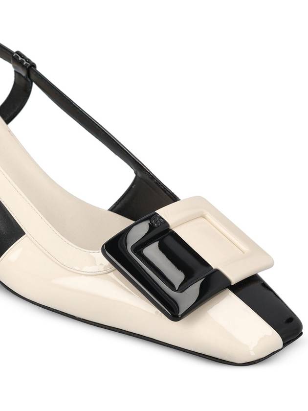 Belle Vivier Patent Leather Slingback Heel Black White - ROGER VIVIER - BALAAN 5