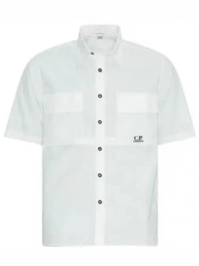 Cotton Rip-Stop Short Sleeve Shirt White - CP COMPANY - BALAAN 2