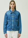 Rivet 2ND TYPE Washed Denim Trucker Jacket Blue - KND - BALAAN 4