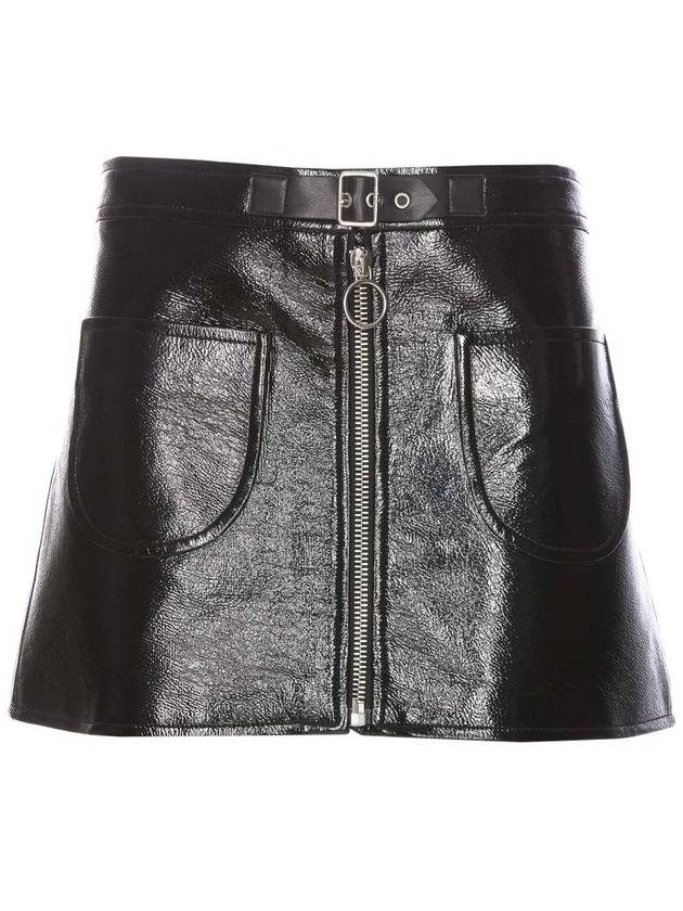 Buckle Zipper Vinyl Mini A Line Skirt Black - COURREGES - BALAAN 2