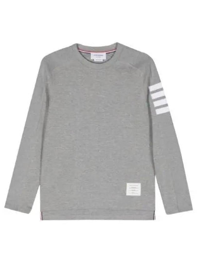 4-Bar Striped Waffle Wool Cashmere Pullover Knit Top Pastel Grey - THOM BROWNE - BALAAN 2