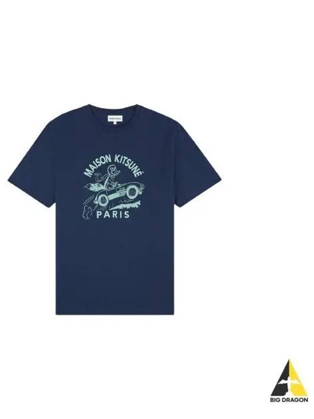 Racing Fox Short Sleeve T-Shirt Blue - MAISON KITSUNE - BALAAN 2