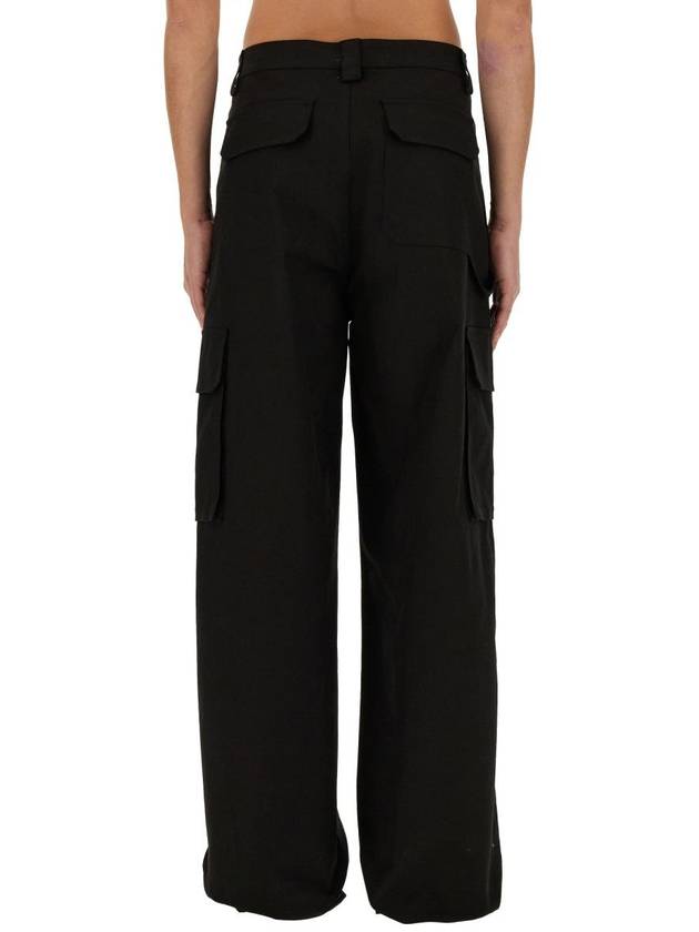 stretch cotton canvas cargo wide pants black - VALENTINO - BALAAN 4