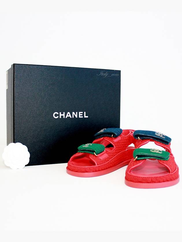 CC Logo Velcro Sandals Red - CHANEL - BALAAN 10