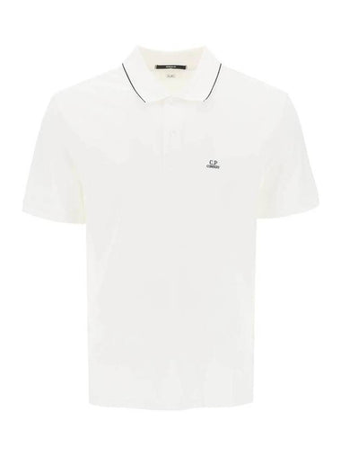 Stretch Piquet Regular Striped Collar Polo Shirt White - CP COMPANY - BALAAN 1