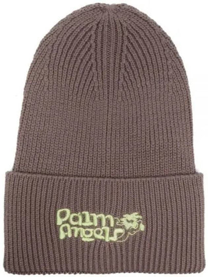 Logo Detail Cotton Beanie Grey - PALM ANGELS - BALAAN 2