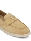 Triangle Logo Suede Leather Loafers Beige - PRADA - BALAAN 3