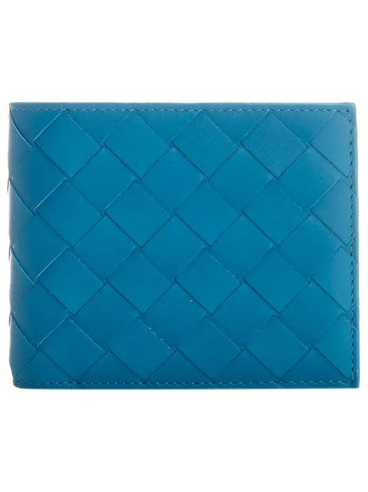 Men's Big Intrecciato Bifold Bifold Wallet Light Blue - BOTTEGA VENETA - BALAAN.