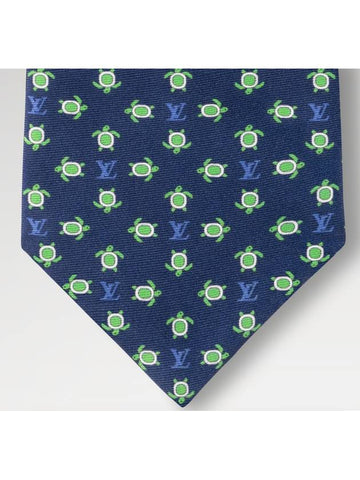 Tie Monogram LV Turtle Silk Navy M94858 - LOUIS VUITTON - BALAAN 1