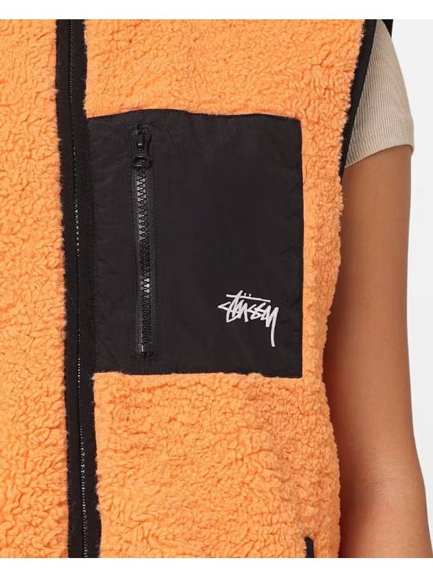 Reversible Stock Sherpa Vest Orange - STUSSY - BALAAN 8