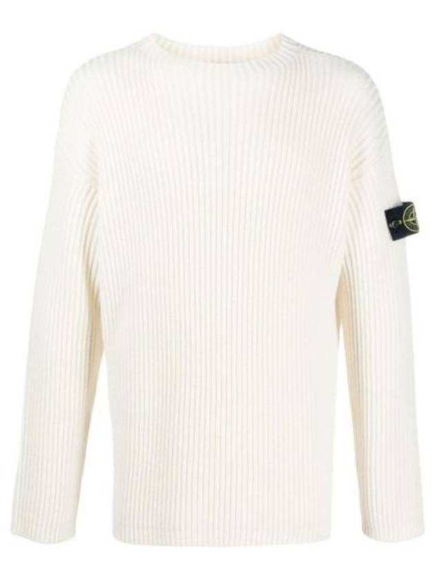 Compass Patch Crew Neck Knit Top White - STONE ISLAND - BALAAN 2