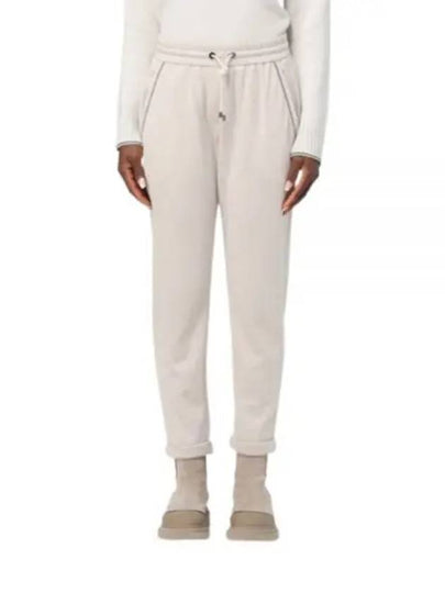 Cotton Silk Fleece Track Pants Beige - BRUNELLO CUCINELLI - BALAAN 2