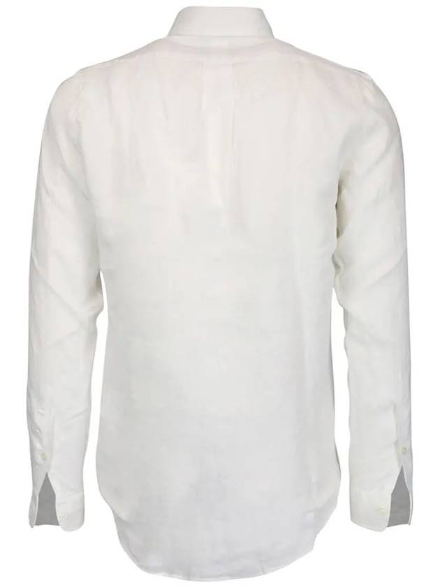 Embroidered Logo Linen Long Sleeve Shirt White - POLO RALPH LAUREN - BALAAN 4