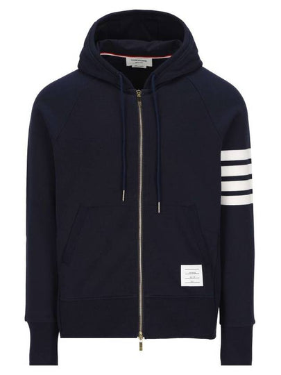 Engineered 4 Bar Diagonal Zip Up Hoodie Navy - THOM BROWNE - BALAAN 2