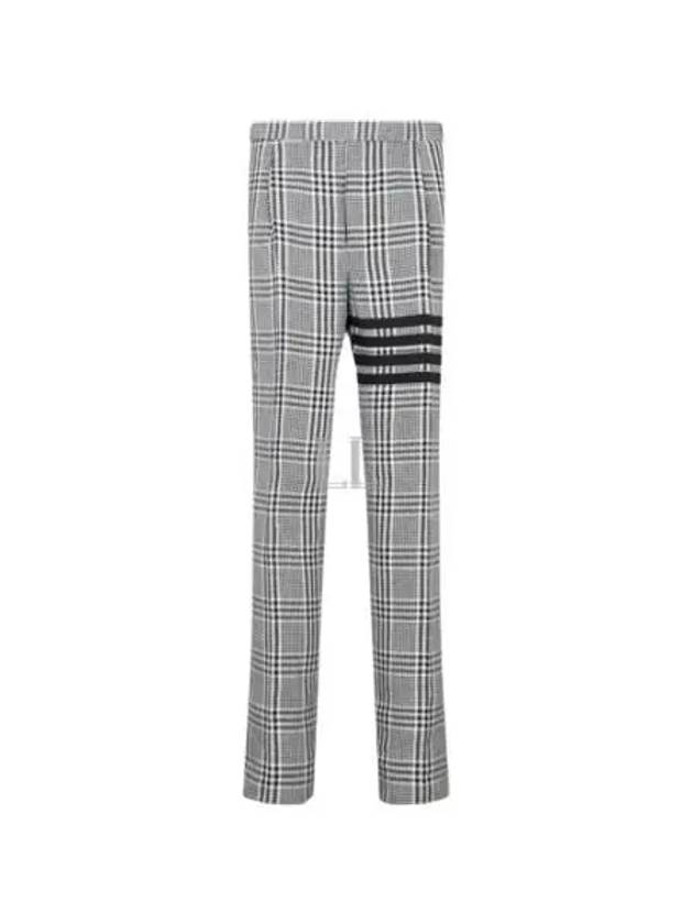 4 Bar Tartan Check Linen Slacks Grey - THOM BROWNE - BALAAN 2