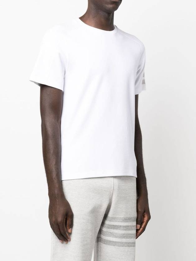 4-Bar Striped Cotton Short Sleeve T-Shirt White - THOM BROWNE - BALAAN 4