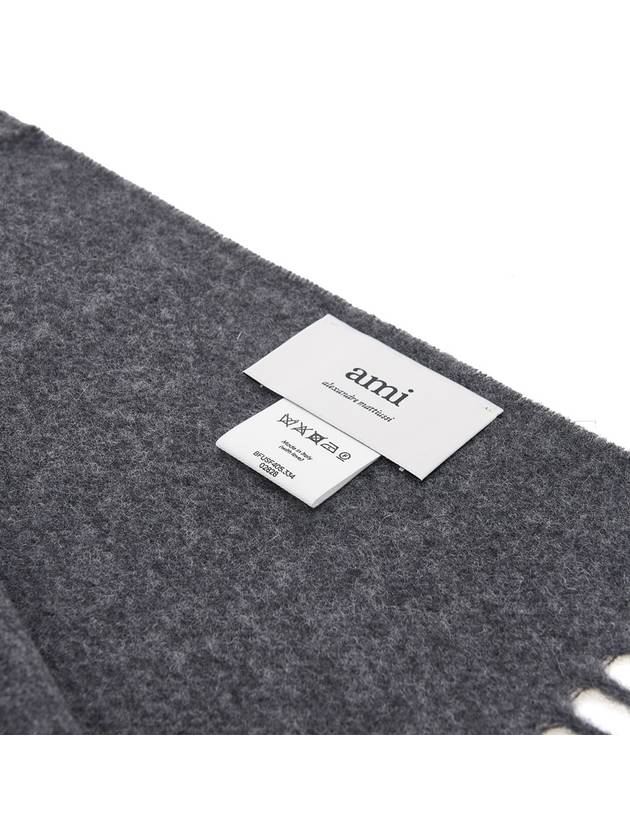 Small Heart Logo Classic Wool Scarf Dark Grey - AMI - BALAAN 9