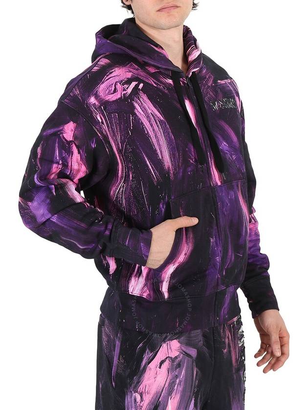 Men s Hooded Jacket Zip up Moschino Purple Painting Sweatshirt Brand Size 46 US 36 - MOSCHINO - BALAAN 3