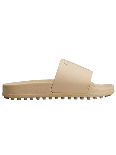 T Embossed Logo Leon Full Slippers Beige - TOD'S - BALAAN 1