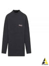 Embroidered Logo Cotton Long Sleeve T-Shirt Grey - BALENCIAGA - BALAAN 2