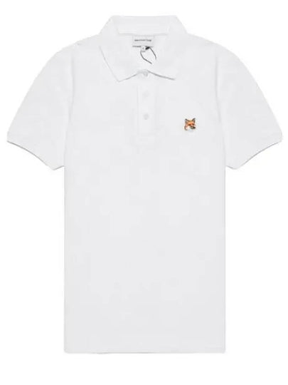 Fox Head Patch Cotton Polo Shirt White - MAISON KITSUNE - BALAAN 2