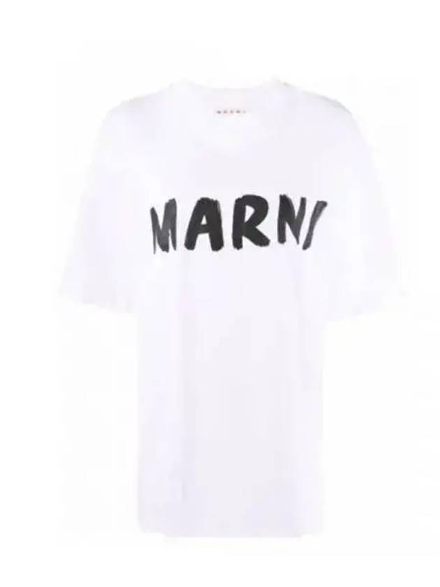 Logo Lettering Boxy Fit Short Sleeve T-Shirt White - MARNI - BALAAN 2