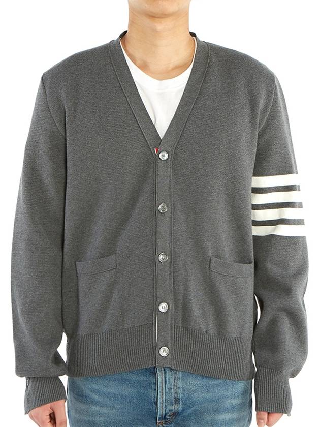 Milano Stitch 4-Bar Cardigan Medium Grey - THOM BROWNE - BALAAN 5