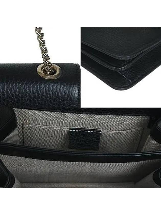 510304 GG gold logo black leather interlocking chain cross bag - GUCCI - BALAAN 5