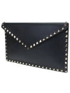 Envelope Rockstud Clutch Bag Black - VALENTINO - BALAAN.