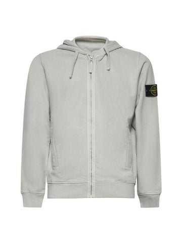 Logo Cotton Zip-Up Hoodie Beige - STONE ISLAND - BALAAN 1