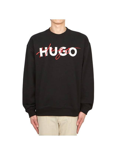 Crew Neck Logo Print Sweatshirt Black - HUGO BOSS - BALAAN 1