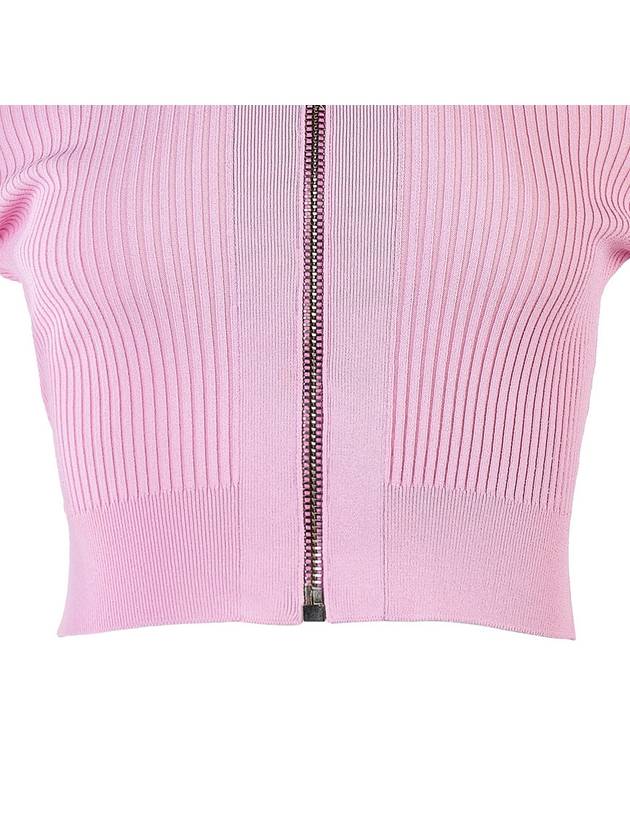 Crew Neck Zip-Up Cardigan Pink - MIU MIU - BALAAN 7