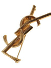 Snake Textured Monogram Brooch Gold - SAINT LAURENT - BALAAN 3