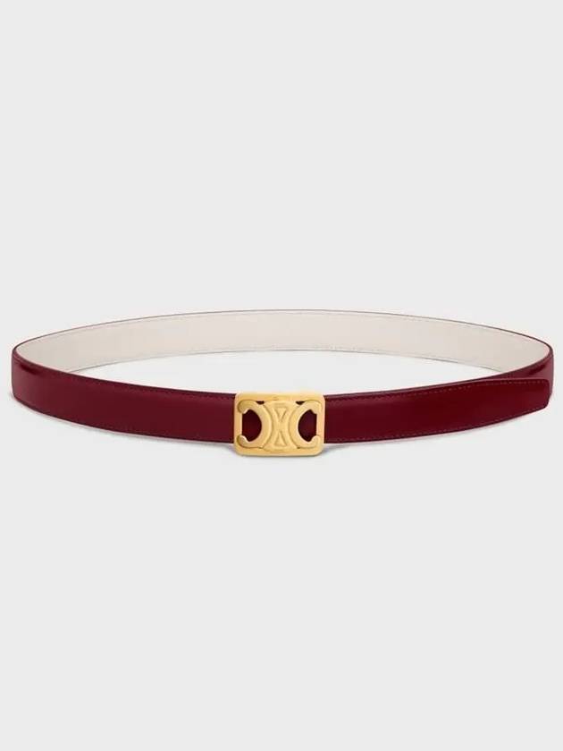 Medium reversible frame Triomphe belt Taurillon natural calfskin light burgundy white cotton - CELINE - BALAAN 4