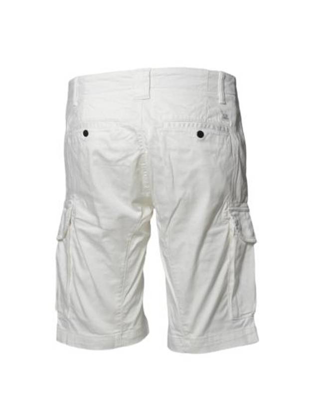 Stretch Sateen Cargo Shorts White - CP COMPANY - BALAAN 3